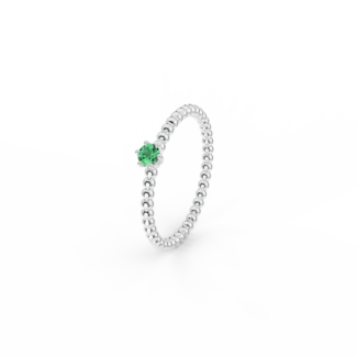 Prsten Bubbles 3 - bílé zlato, smaragd