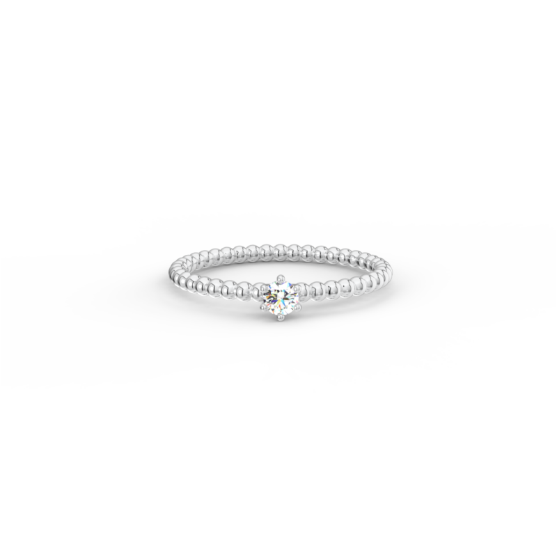 Prsten Bubbles 3 - bílé zlato, bílý diamant