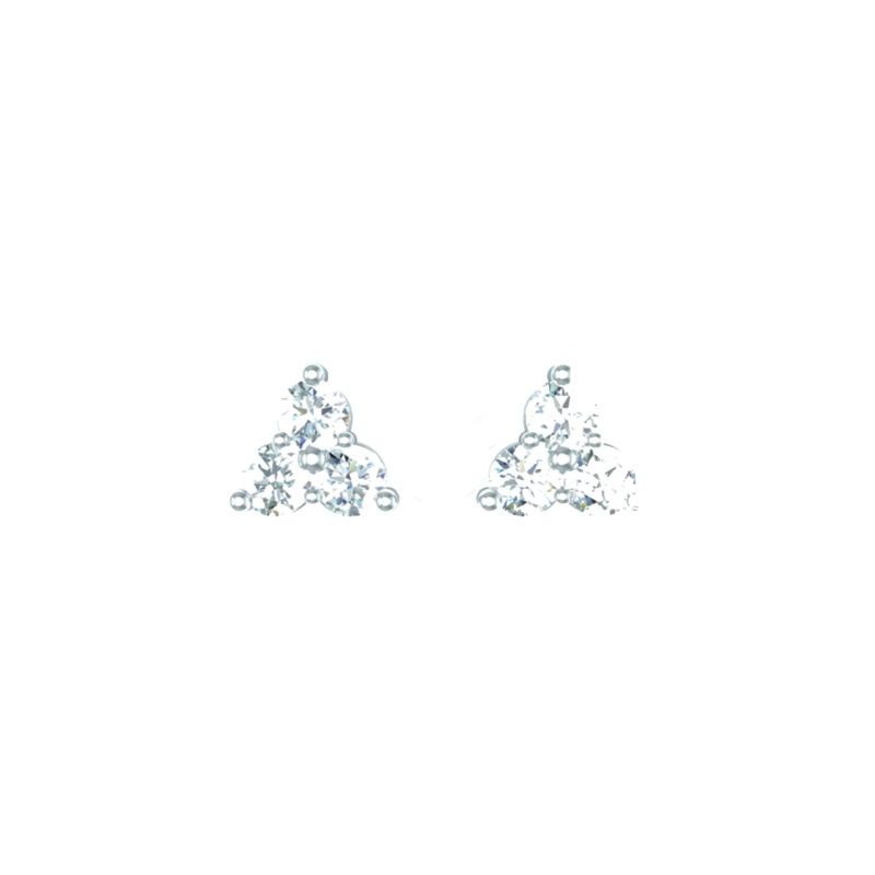 Náušnice Trinity - bílé zlato, diamant