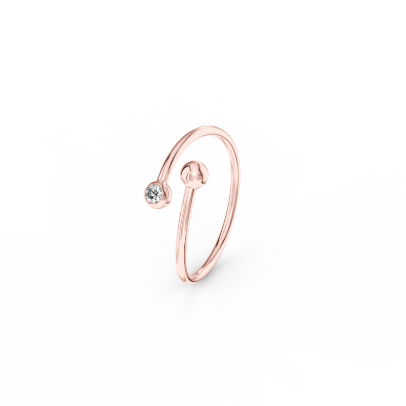 Prsten Swirl - růžové zlato, bílý diamant