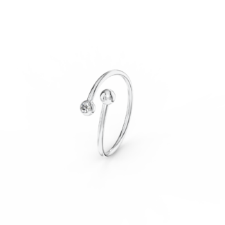 Prsten Swirl - bílé zlato, bílý diamant