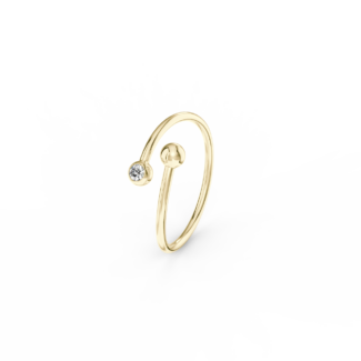 Prsten Swirl - žluté zlato, bílý diamant
