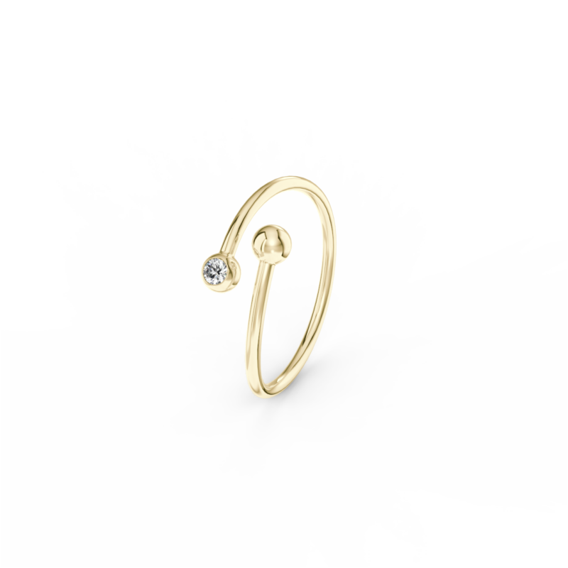 Prsten Swirl - žluté zlato, bílý diamant