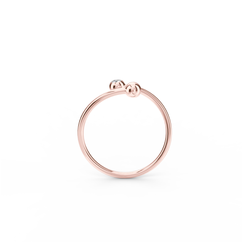 Prsten Swirl - růžové zlato, bílý diamant - Image 3