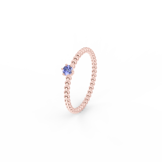 Prsten Bubbles 3 - růžové zlato, tanzanit