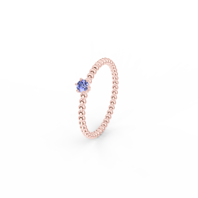 Prsten Bubbles 3 - růžové zlato, tanzanit