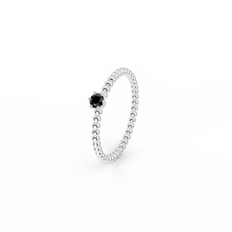 Prsten Bubbles 3 - bílé zlato, černý diamant