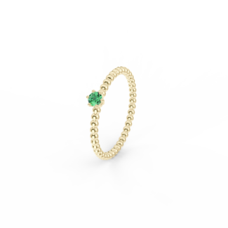 Prsten Bubbles 3 - žluté zlato, smaragd