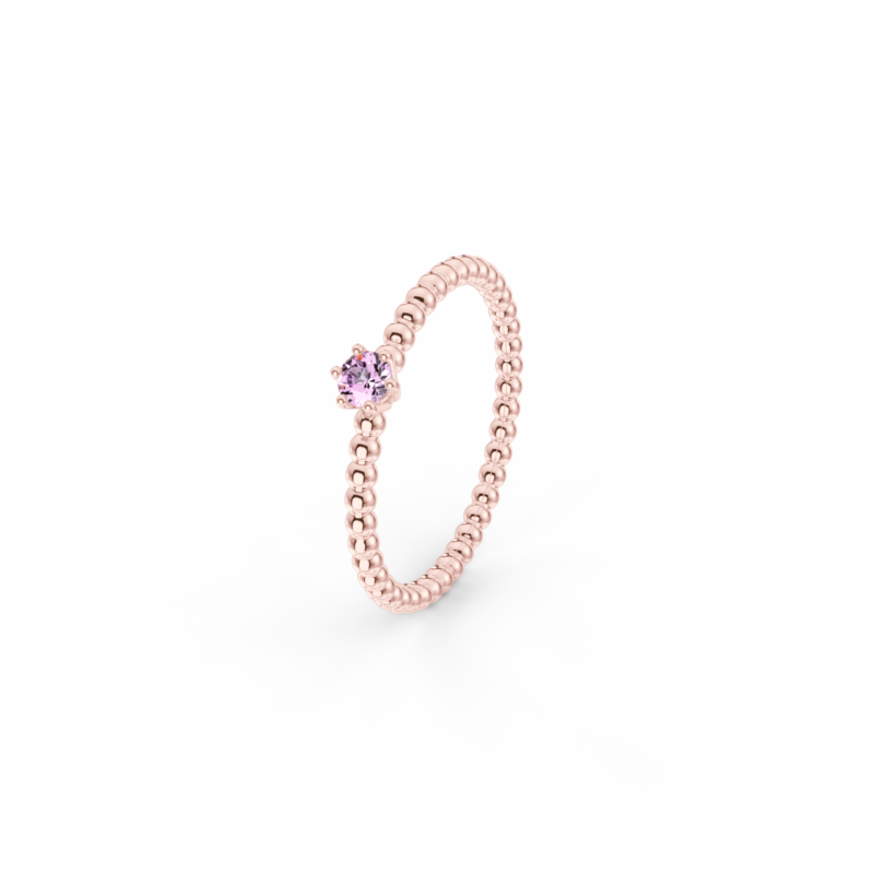 Prsten Bubbles 3 - růžové zlato, růžový safír