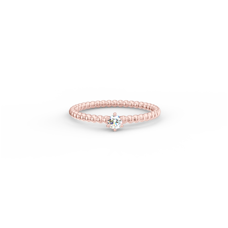 Prsten Bubbles 3 - růžové zlato, bílý diamant