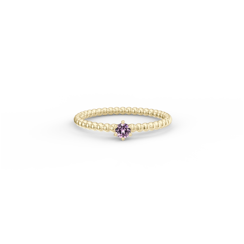 Prsten Bubbles 3 - žluté zlato, růžový safír - Image 3