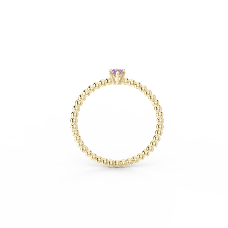 Prsten Bubbles 3 - žluté zlato, růžový safír - Image 2