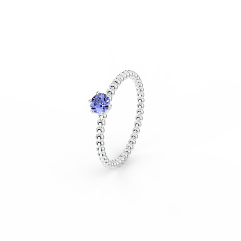 Prsten Bubbles 4 - bílé zlato, tanzanit