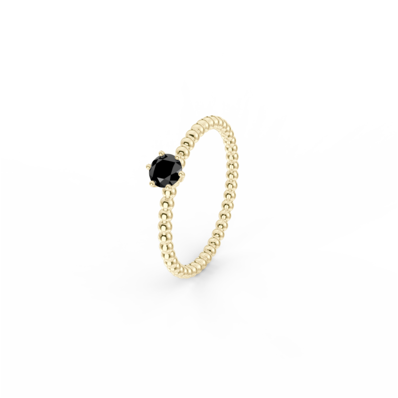 Prsten Bubbles 4 - žluté zlato, černý diamant