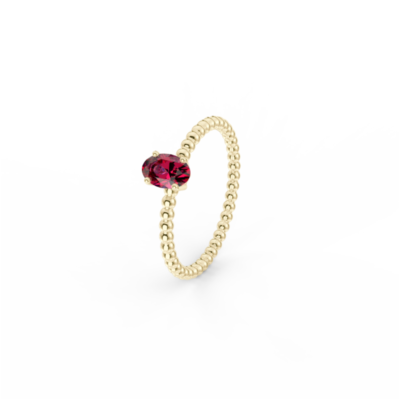 Prsten Bubbles Oval - žluté zlato, rubín