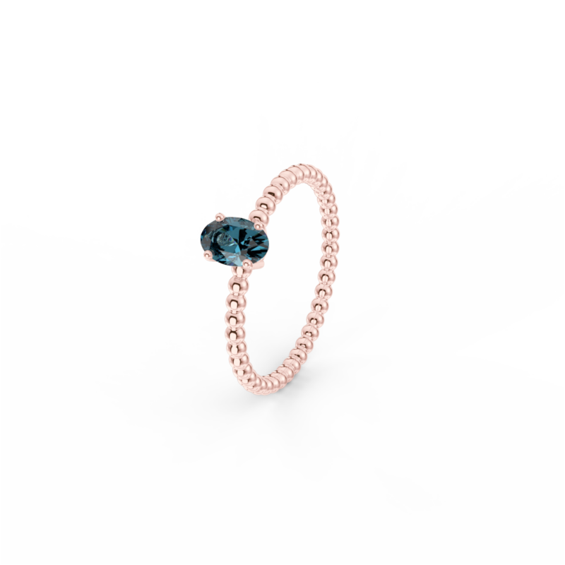 Prsten Bubbles Oval - růžové zlato, london topaz