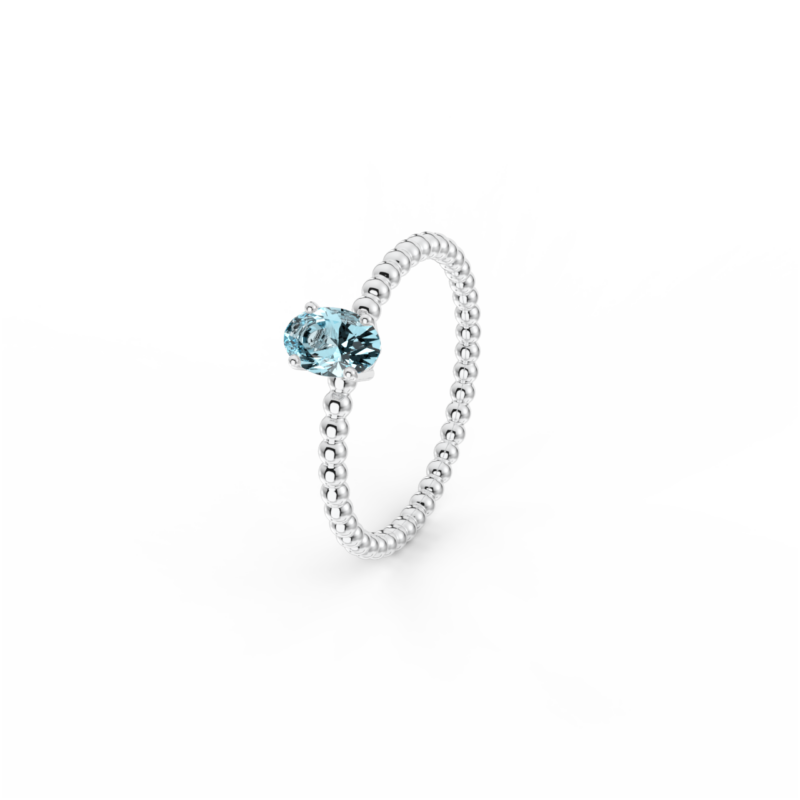 Prsten Bubbles Oval - bílé zlato, Swiss topaz