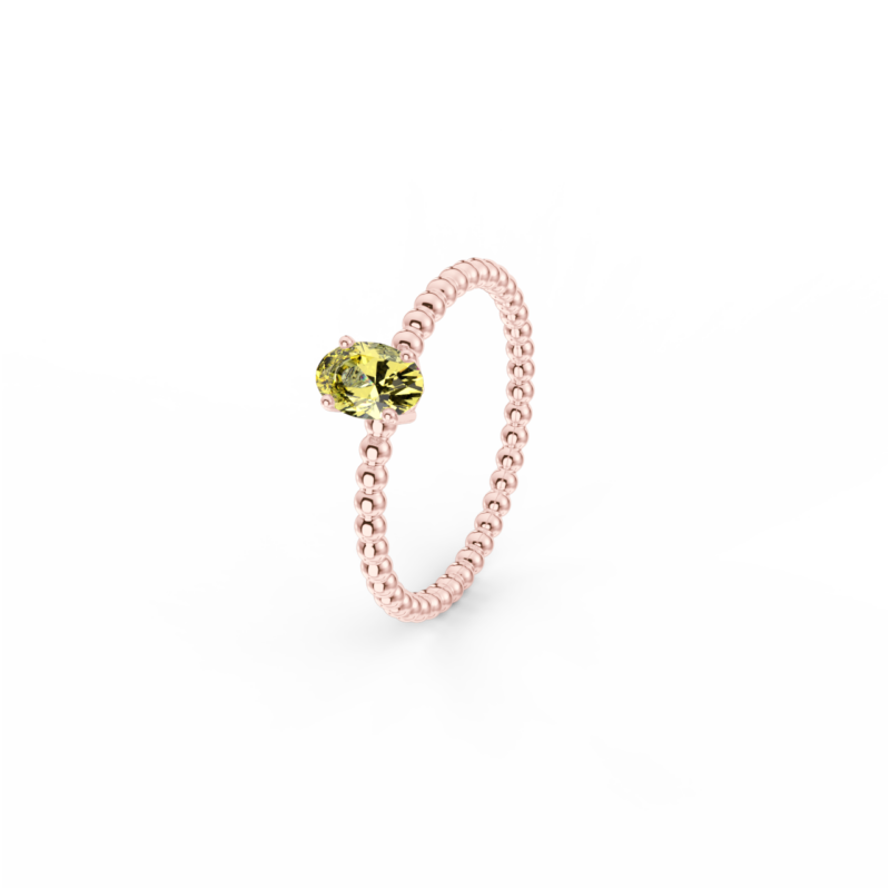 Prsten Bubbles Oval - růžové zlato, žlutý safír