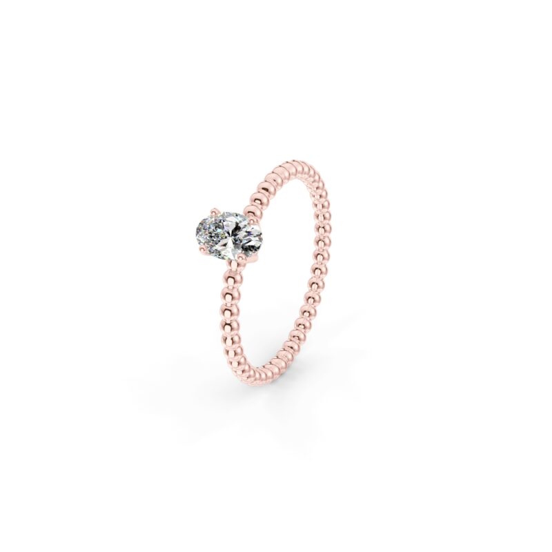 Prsten Bubbles Oval - růžové zlato, diamant