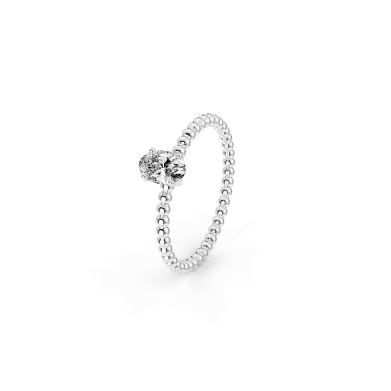 Prsten Bubbles Oval - bílé zlato, diamant