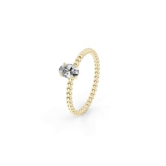 Prsten Bubbles Oval - žluté zlato, diamant