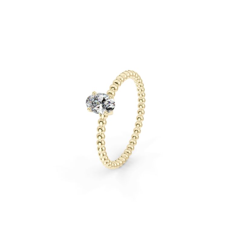 Prsten Bubbles Oval - žluté zlato, diamant