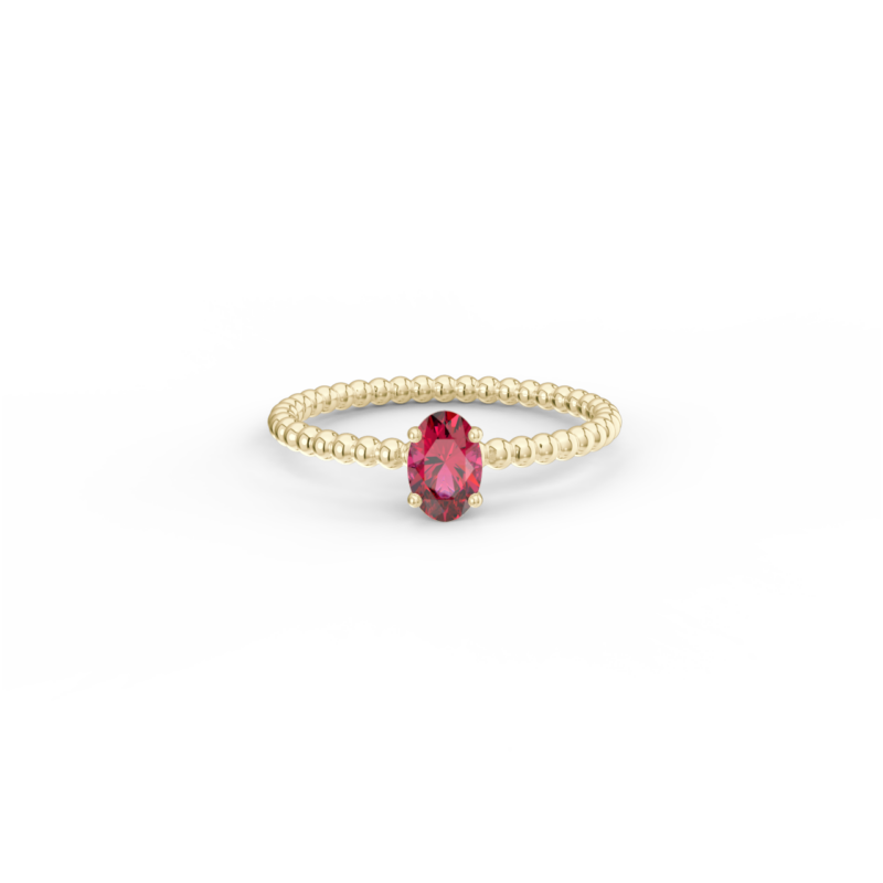 Prsten Bubbles Oval - žluté zlato, rubín - Image 2
