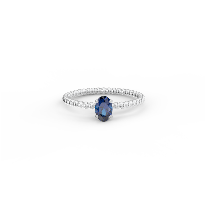 Prsten Bubbles Oval - bílé zlato, modrý safír - Image 2