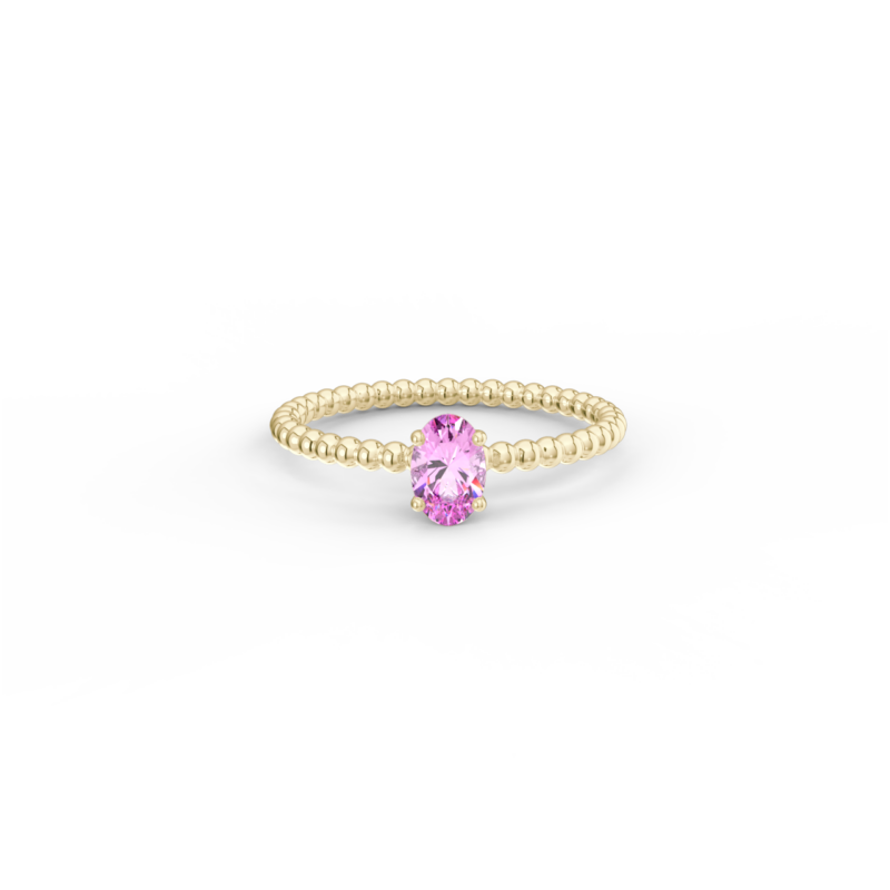 Prsten Bubbles Oval - žluté zlato, růžový safír - Image 2