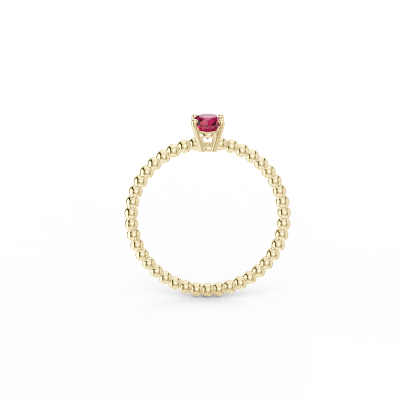 Prsten Bubbles Oval - žluté zlato, rubín - Image 3