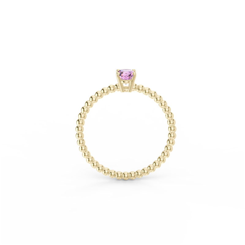 Prsten Bubbles Oval - žluté zlato, růžový safír - Image 3