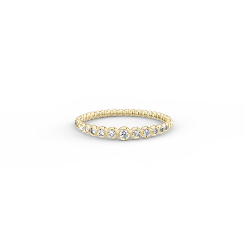 Prsten Bubbles C - žluté zlato, bílé diamanty