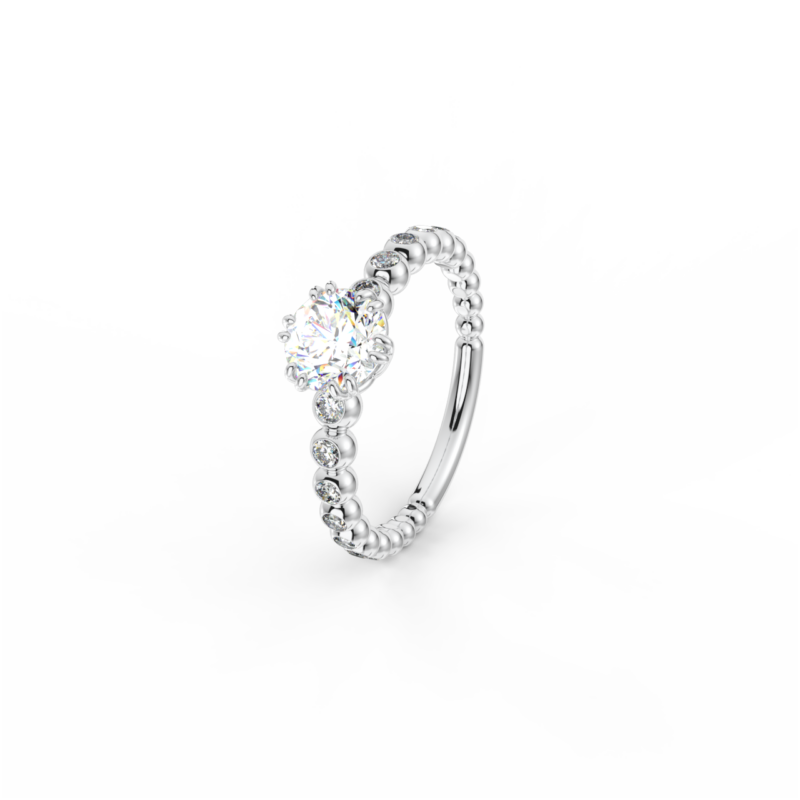Prsten Bubbles C1 - bílé zlato, bílý diamant