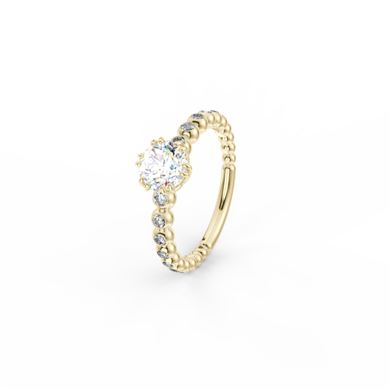 Prsten Bubbles C1 - žluté zlato, bílý diamant