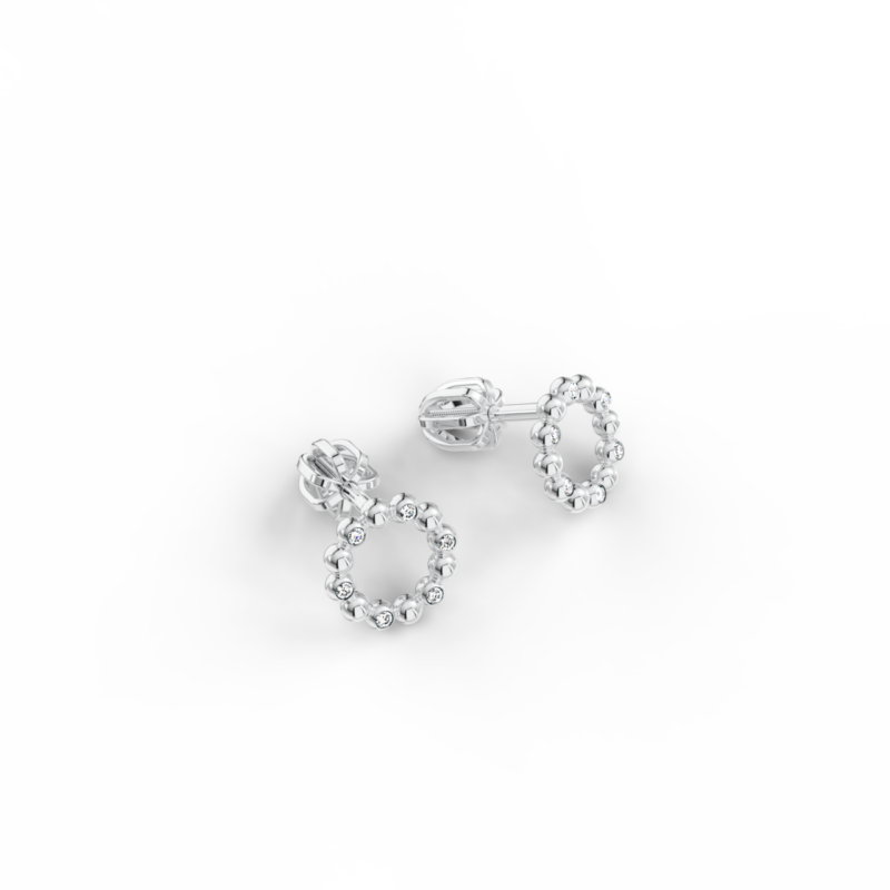 Náušnice Circle B - bílé zlato, bílý diamant