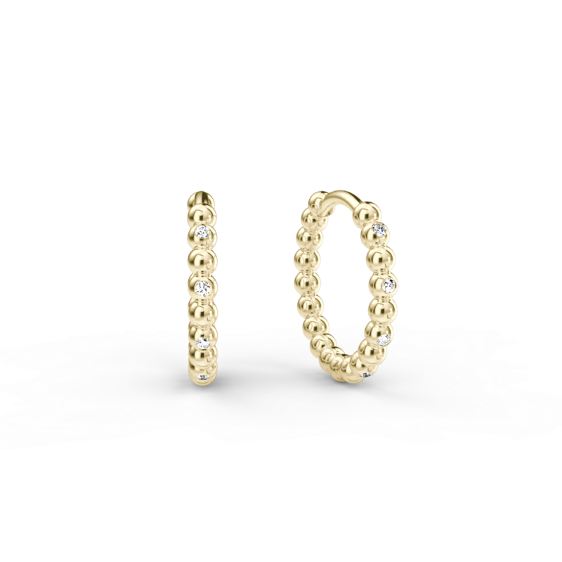 Náušnice Hoops - žluté zlato, bílý diamant