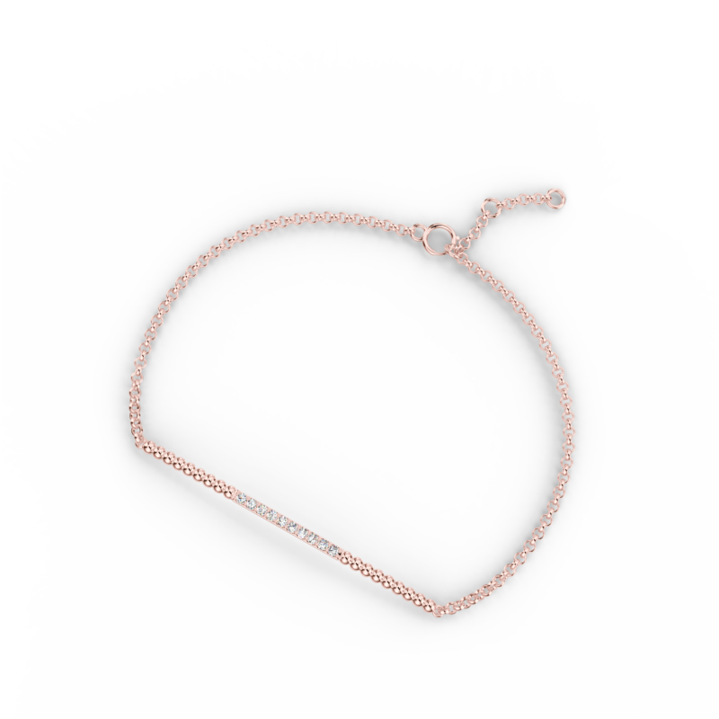 Náramek Ray - růžové zlato, bílý diamant