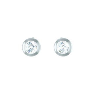 Náušnice Button - bílé zlato, diamanty