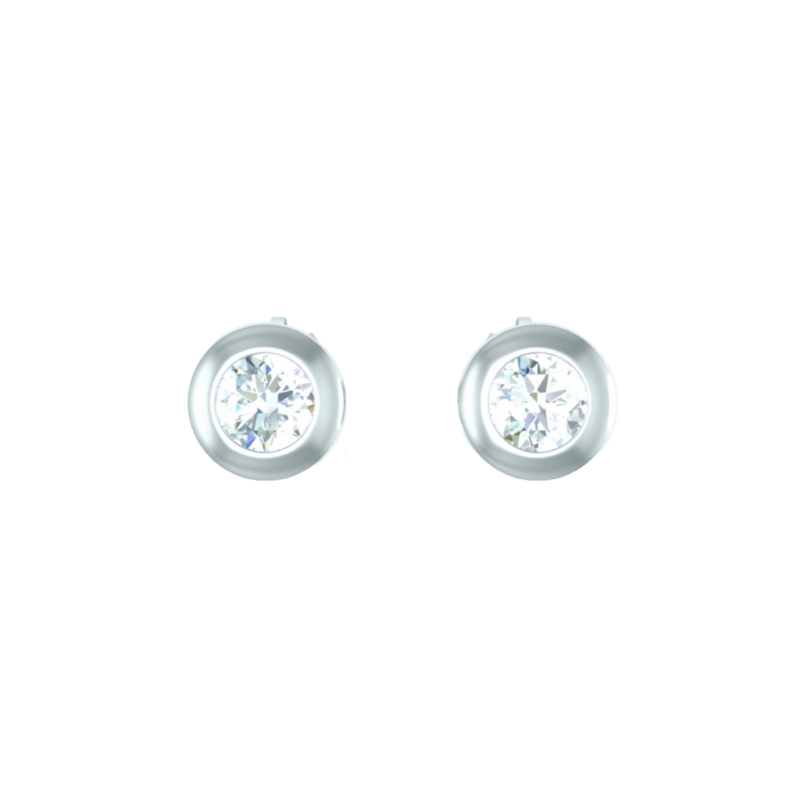 Náušnice Button - bílé zlato, diamanty