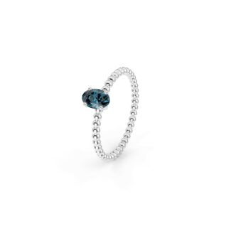 Prsten Bubbles Oval - bílé zlato, london topaz