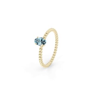 Prsten Bubbles Oval - žluté zlato, Swiss topaz