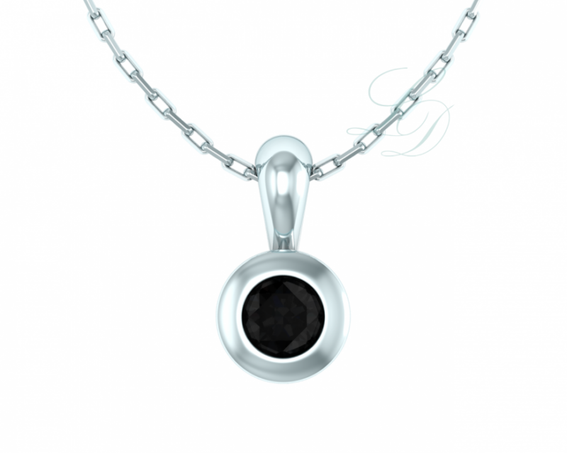 Přívěsek Button - bílé zlato, černý diamant - Image 3