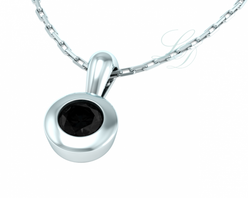 Přívěsek Button - bílé zlato, černý diamant - Image 2