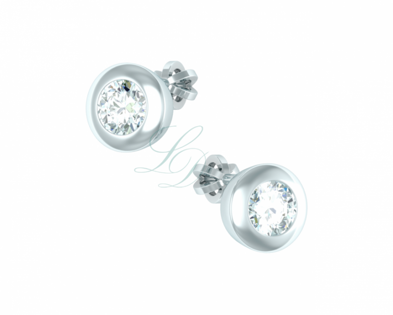 Náušnice Button - bílé zlato, diamanty - Image 2
