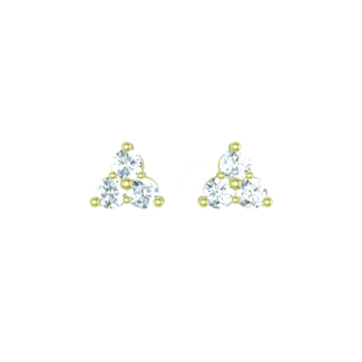 Náušnice Trinity - žluté zlato, diamant