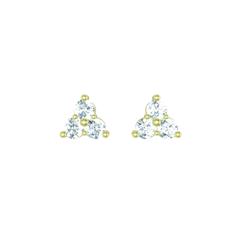 Náušnice Trinity - žluté zlato, diamant
