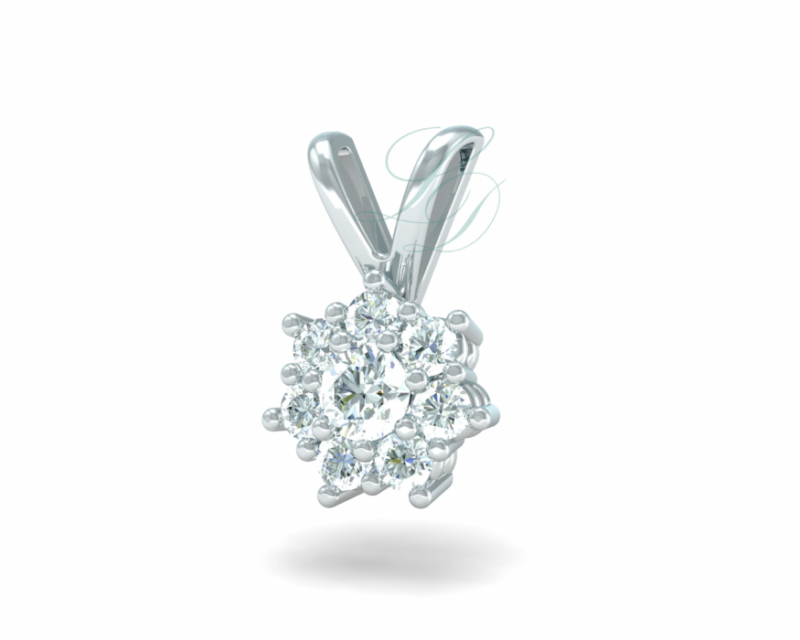 Přívěsek Fleur - bílé zlato, diamanty - Image 2