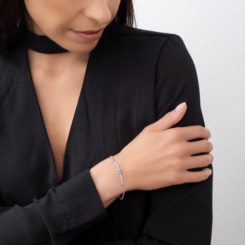 Náramek - bílé zlato, modrý diamant - Image 2