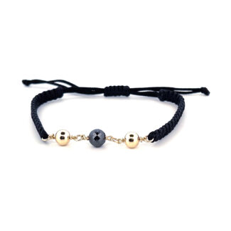 Shamballa s černým diamantem - žluté zlato