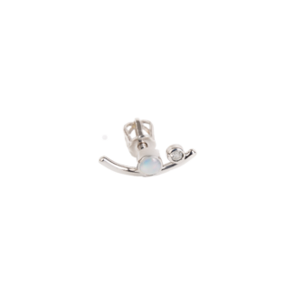 Náušnice Smile - bílé zlato, diamant, slovenský opál